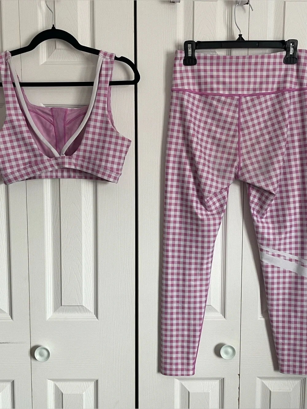 plaid peloton matching workout set